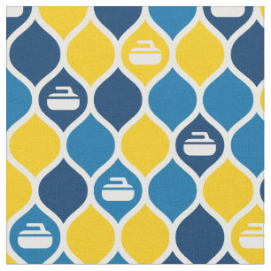 Tecido do Azulejo de curva - Azul/Amarelo