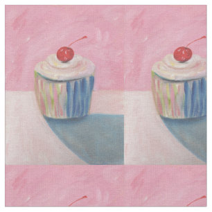 Tecido do Designer de Arte do cupcake - Leve Linen