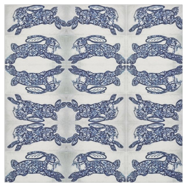Tecido do Designer do Estilo Oriental Branco Azul (Modelo)