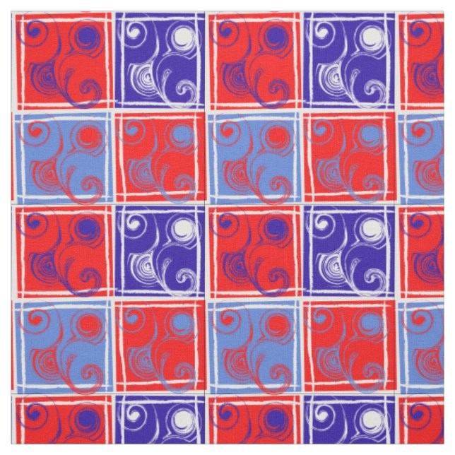 Tecido do Designer Vermelho, Branco e Azul por Ser (Modelo)