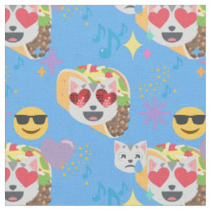tecido do emoji do gato do taco