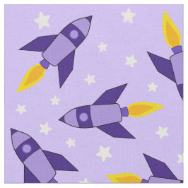 Tecido do Foguete Retro Roxo