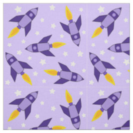 Tecido do Foguete Retro Roxo