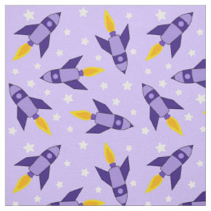 Tecido do Foguete Retro Roxo