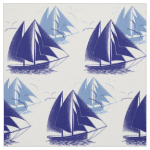 Tecido Do menino azul do barco do vintage a sala náutica
