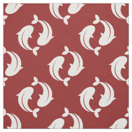 Tecido do padrão oriental do Koi Fish branco verme