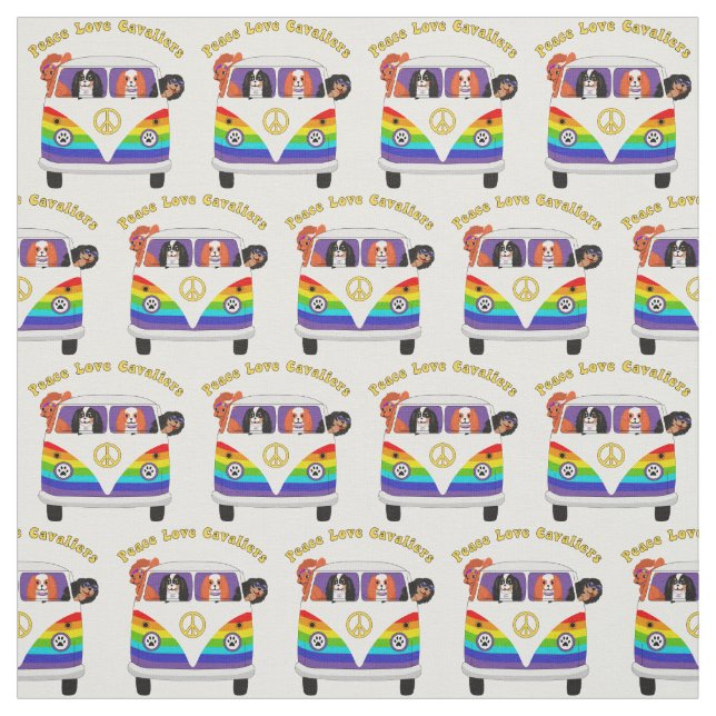 Tecido do Rei Charles Spaniel do Amor pela Paz (Modelo)