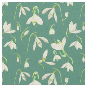 Tecido do teste padrão de Snowdrops da aguarela