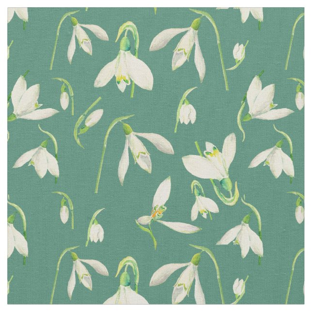 Tecido do teste padrão de Snowdrops da aguarela (Detalhe)