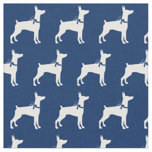 Tecido Doberman Pinscher Dog Silhouette Dobie Marinho Blu