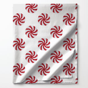 Tecido Doce de Hortelã Vermelho em Branco