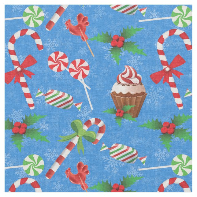 Tecido Doces de Natal, pirulito e bolo (Detalhe)