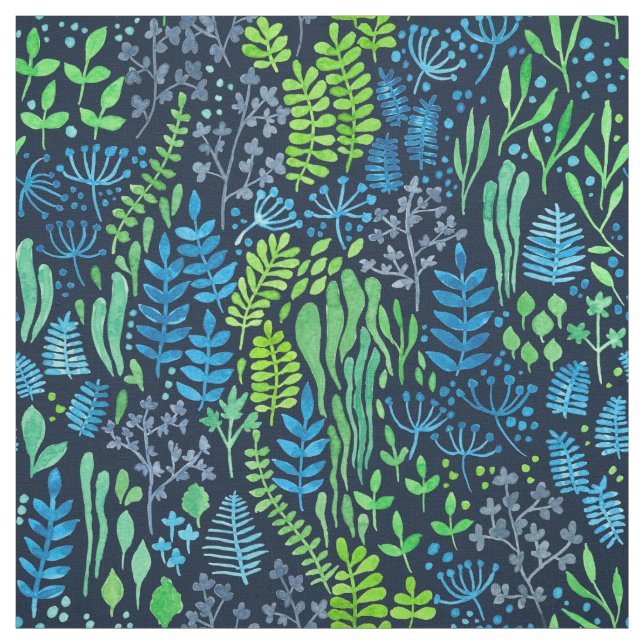 Tecido Dodores florais de aquarela fundo escuro (Modelo)