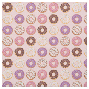 Tecido Donuts Cor-de-Rosa com Glacê e Confeitos Padrão Fe