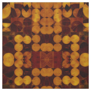 Tecido dos Círculos Abstrato de Dourado e castanh