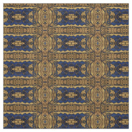 Tecido Dourado azul do teste padrão de Nouveau da