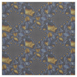 Tecido Dourado e Silver Blue Molten Metal