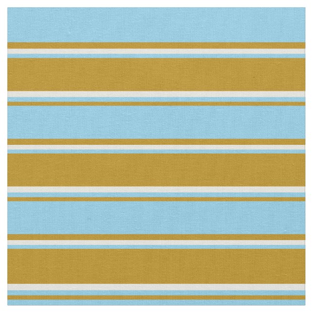 Tecido Dourado Escuro, Azul Céu e Linhas Coloridas Beige (Detalhe)
