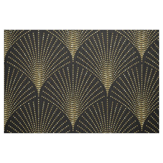 Tecido Dourado no padrão geométrico art-deco preto. (Fat Quarter)