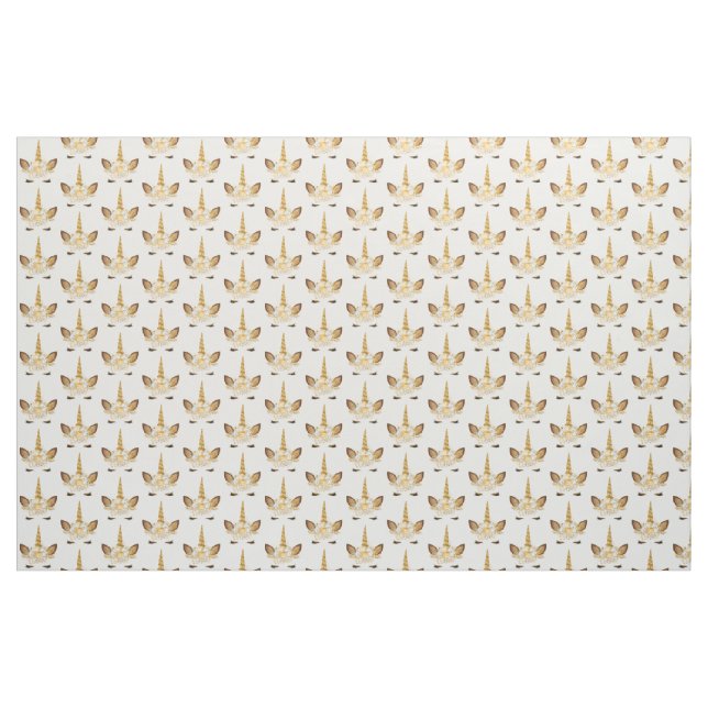 Tecido Dourado Unicórnio Floral (Jarda)