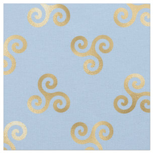 Tecido Dourados espíritos do Triskele no Azul Claro