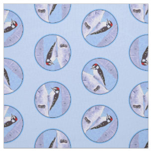 Tecido Downy Woodpecker Aspen Pintura Original