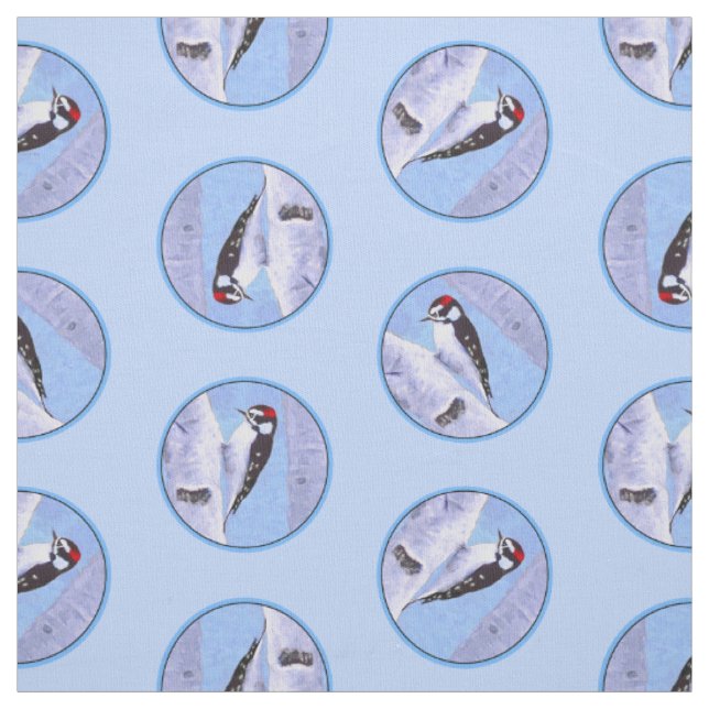Tecido Downy Woodpecker Aspen Pintura Original (Modelo)
