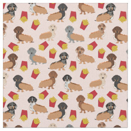 Tecido Doxie e Fries engraçados cachorro
