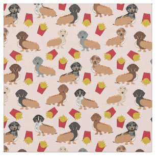 Tecido Doxie e Fries engraçados cachorro