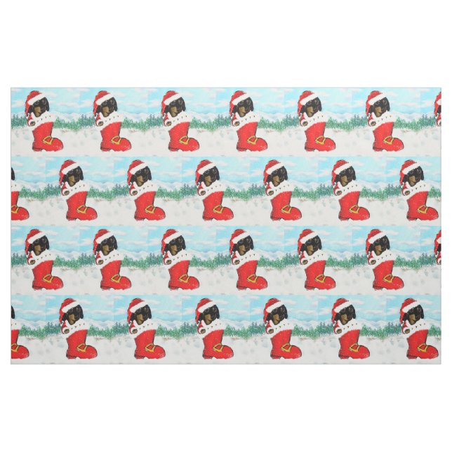 Tecido Doxie Papai Noel (Fat Quarter)