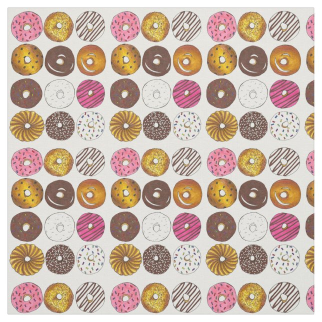 Tecido Doze Rosquinhas Doughnut Breakfast - Comida de lix (Modelo)