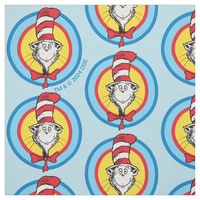 Tecido Dr. Seuss | Gráfico da Cabeça do Gato no Chapéu (Modelo)