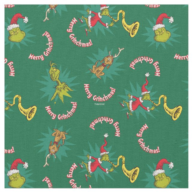Tecido Dr. Seuss | Grpolegadas | Padrão de Grinchmas de F (Detalhe)