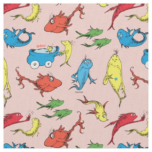 Tecido Dr. Seuss | Um Peixe Dois Peixes Padrão (Detalhe)