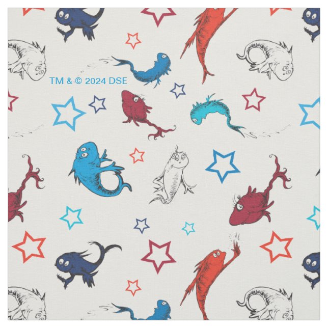 Tecido Dr. Seuss | Um Peixe Dois Peixes Padrão de Estrela (Modelo)