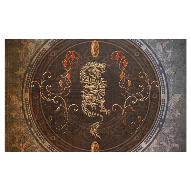 Tecido Dragão chinês dourado (Jarda)