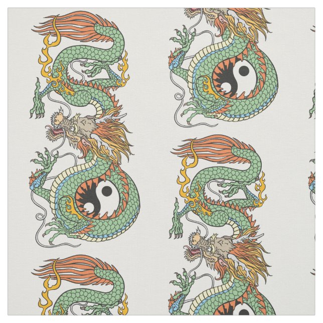 Tecido Dragão chinês tradicional YIN YANG (Modelo)
