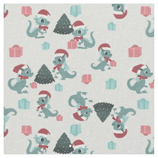 Tecido dragão de natal papai noel inverno neve fofo xmas (Detalhe)