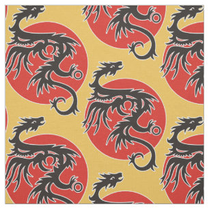 Tecido Dragão Sol - vermelho preto + suas ideias