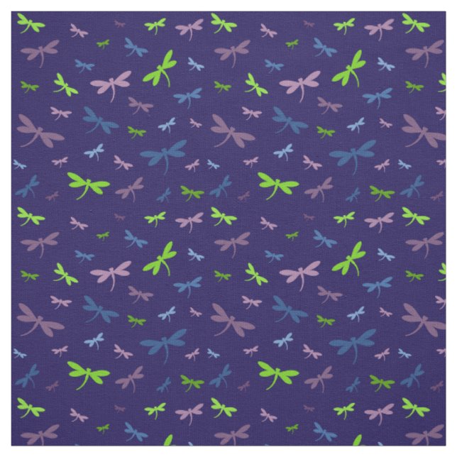 Tecido Dragonflies Impressão - Azul, Verde e Roxo (Modelo)
