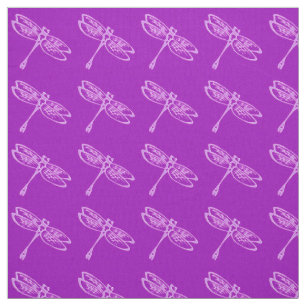 Tecido Dragonflies, orquídea pálida em roxo profundo