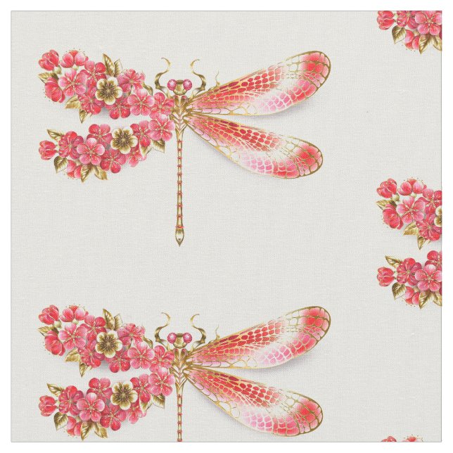 Tecido Dragonfly com joalheria sakura (Detalhe)