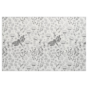 Tecido Dragonfly e flores