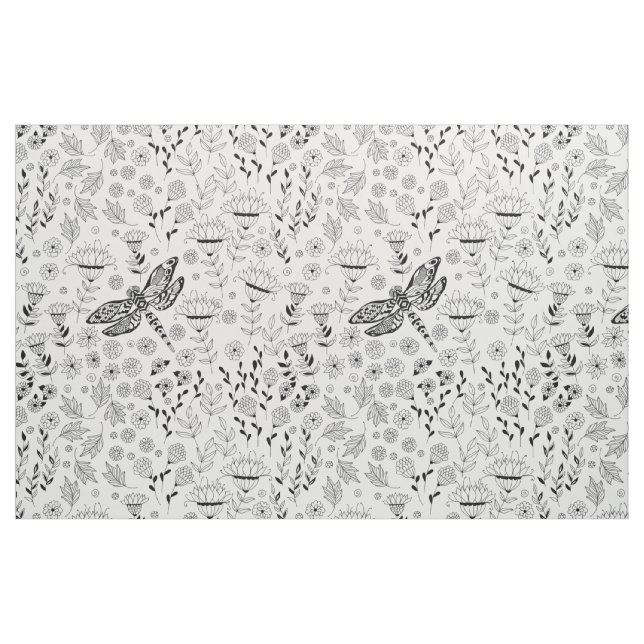 Tecido Dragonfly e flores (Fat Quarter)