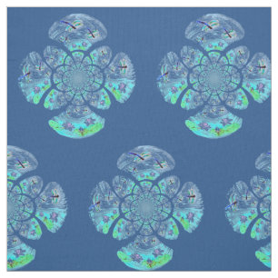 Tecido Dragonfly Waterlily Padrão
