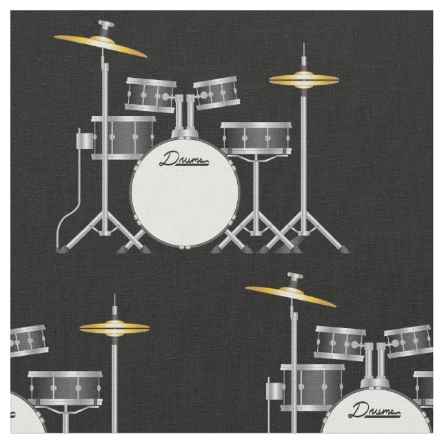 Tecido Drum Set Banda Music Musical Room Decor (Detalhe)