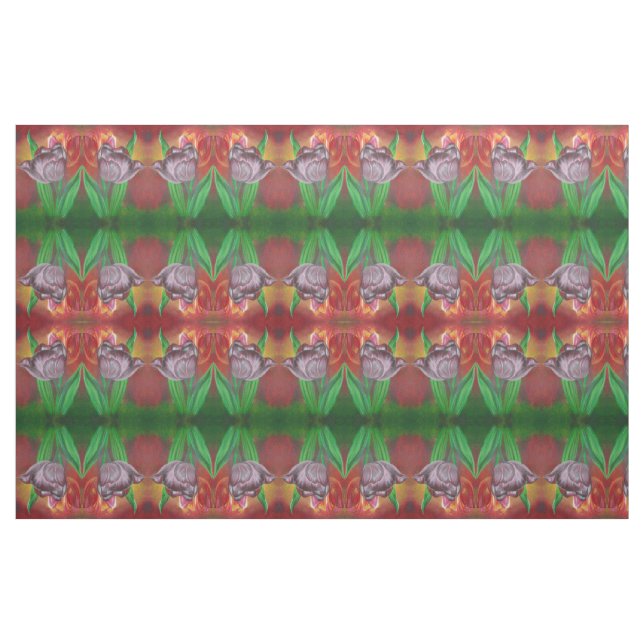 Tecido Duas Tulipas Contra Fundo Vermelho (Fat Quarter)