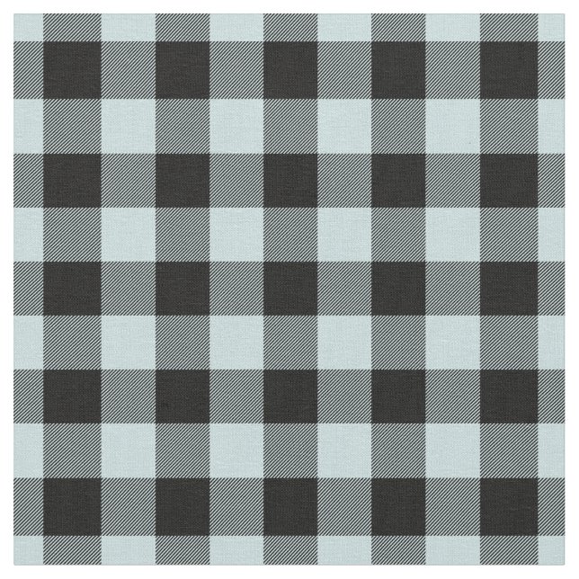 Tecido Duck Egg Blue & Black Plaid Gingham (Detalhe)