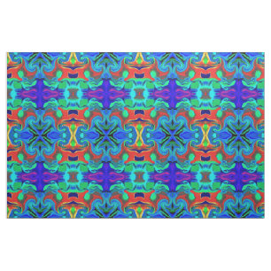 TECIDO E ARTESANATO AZUL E CORES VERMELHAS