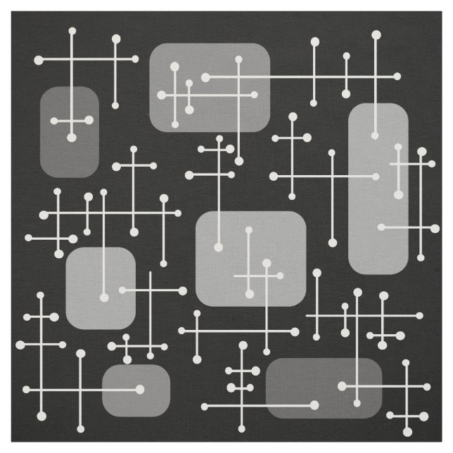 Tecido Eames Era Art Crosshairs Black White, anos 50 (Modelo)